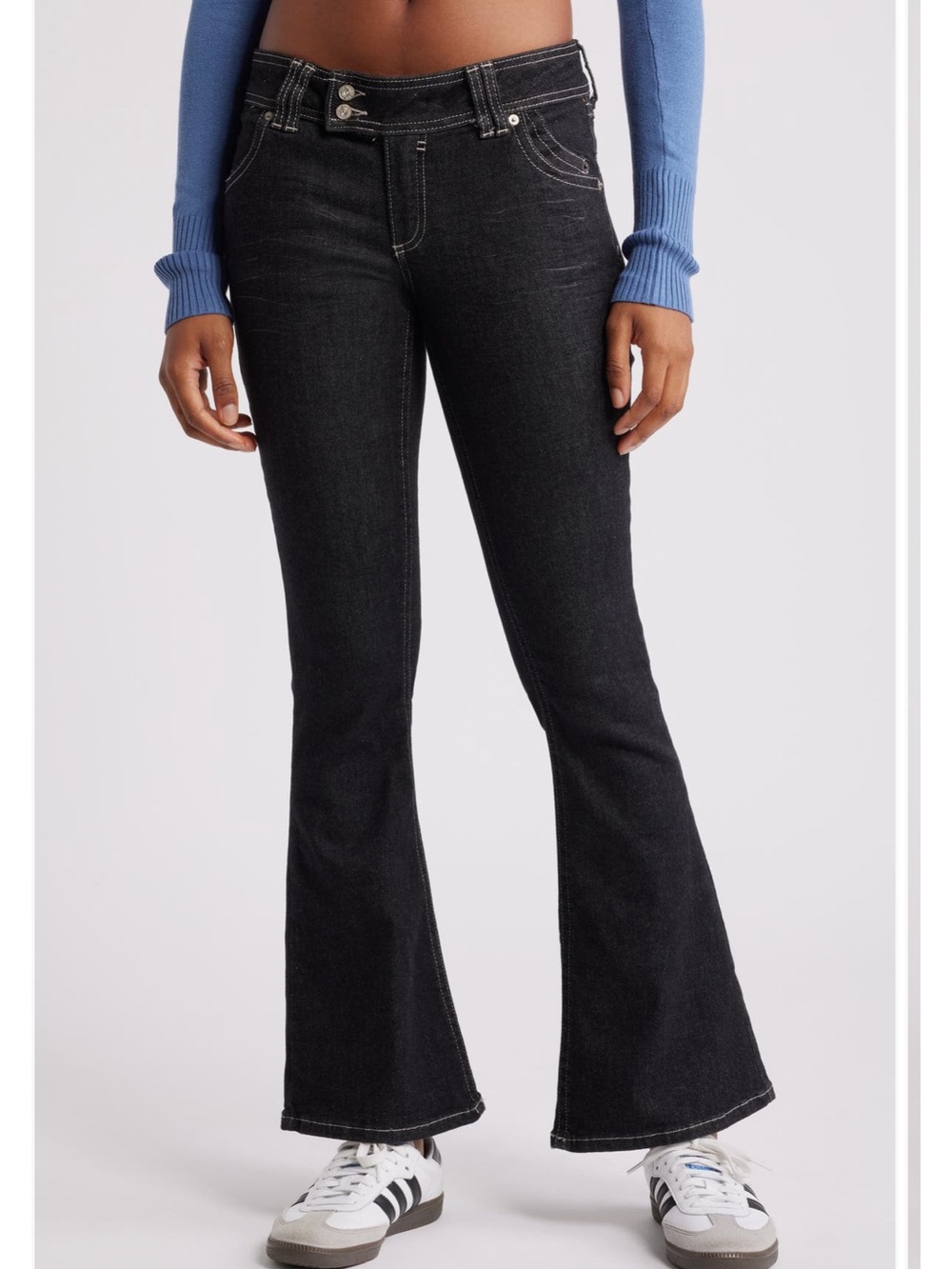 BDG Urban Outfitters Brooke Black Low-Rise Flare Jeans with Contrast Stitching